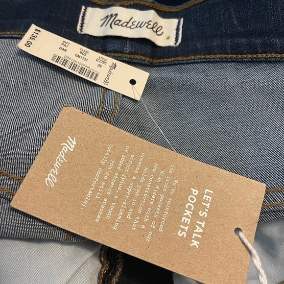 NWT MADEWELL 10" High Rise Skinny Medium Wash Jeans, Size 36/Size 22 - Picture 4 of 5